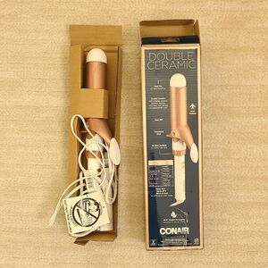 Conair Double Ceramic Curling Iron 1 1/2 Inch White Rose Gold Hairstyling Hair